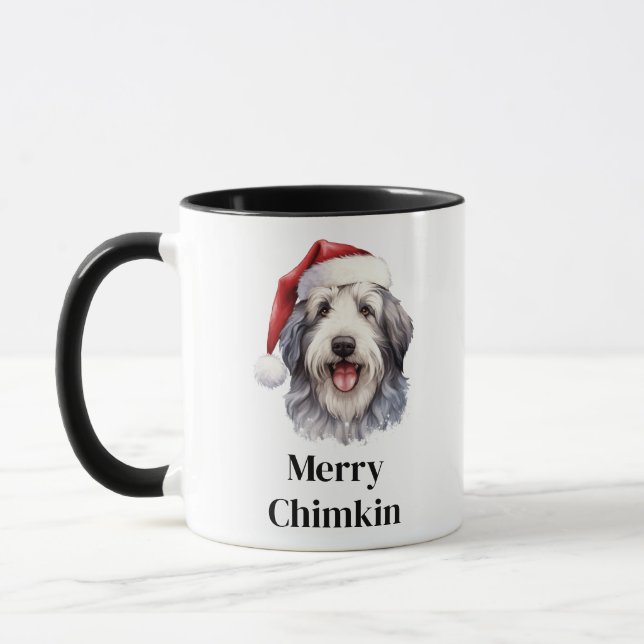 Gammalt engelskt fårhund julhatt jul mugg (Vänster)