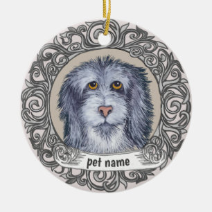 Gammalt engelskt fårhund minnesornament julgransprydnad keramik