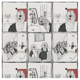 Gammalt engelskt Sheepdogsbadrumtyg Tyg