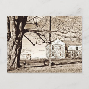 Gammalt farhus Sepia-vykort Vykort