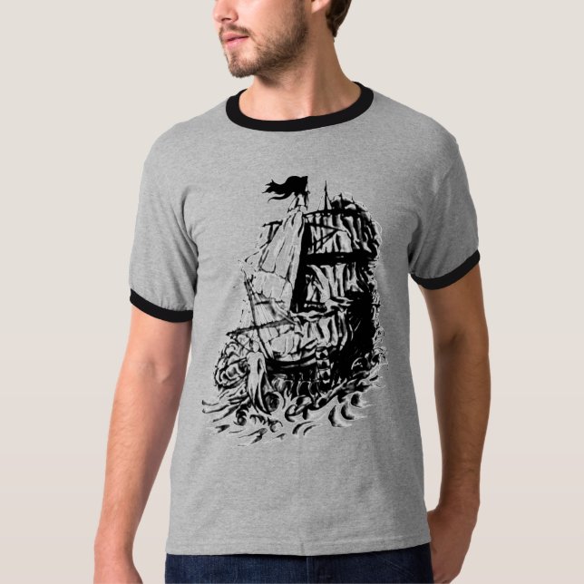 gammalt fartyg vid (känguruunge) bläck tee (Framsida)