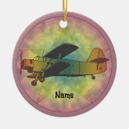 Gammalt Flygplansornament Julgransprydnad Keramik