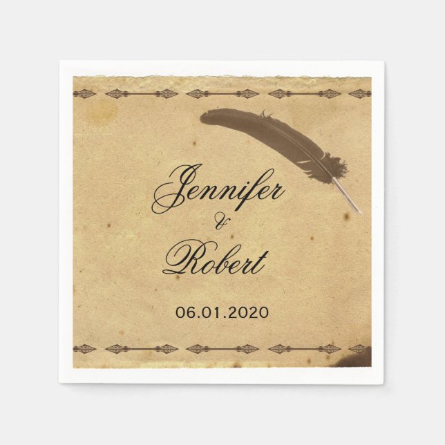Gammalt förbund med Quill Weddin Pappersservett (Framsidan)