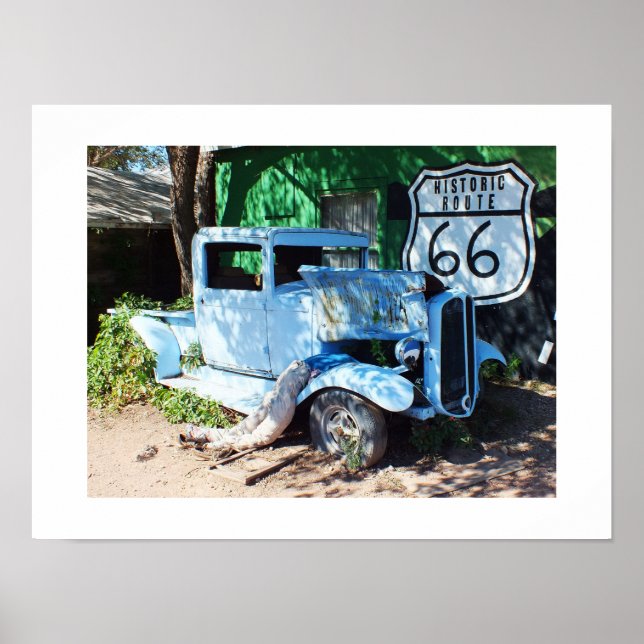 Gammalt fordon Route 66 Poster (Framsidan)