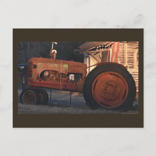 Gammalt fotovykort för traktor helg vykort (Framsida)