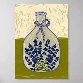 Gammalt Glasflaska med Torkad Lavendel Poster