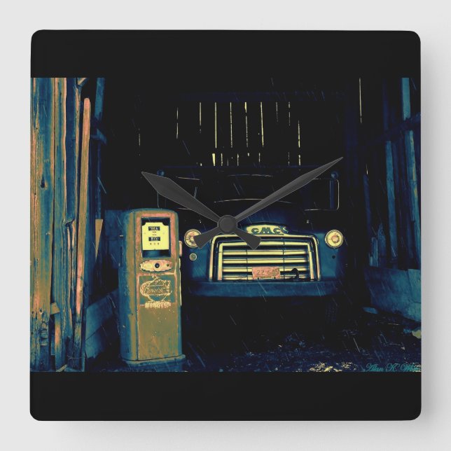 Gammalt GMC-jordbruk Lastbil Fyrkantig Klocka (Framsida)