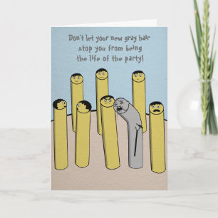 Gammalt Grått Hair Funny Sleeping Birthday Card Kort
