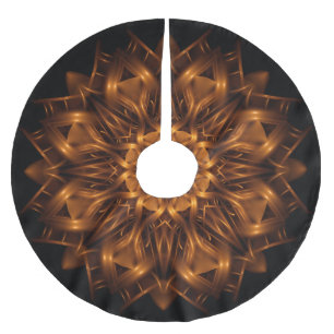 Gammalt guld förkopprar medaljongträdkjolen julgransmatta borstad polyester