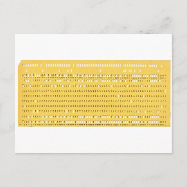 Gammalt hålslagskort för datalagring i dator vykort (Framsida)