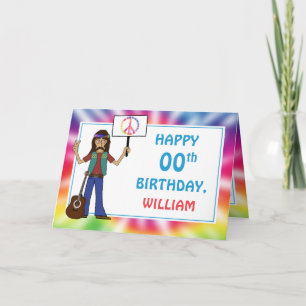 Gammalt Hippie Tie Dye Birthday-kort Kort