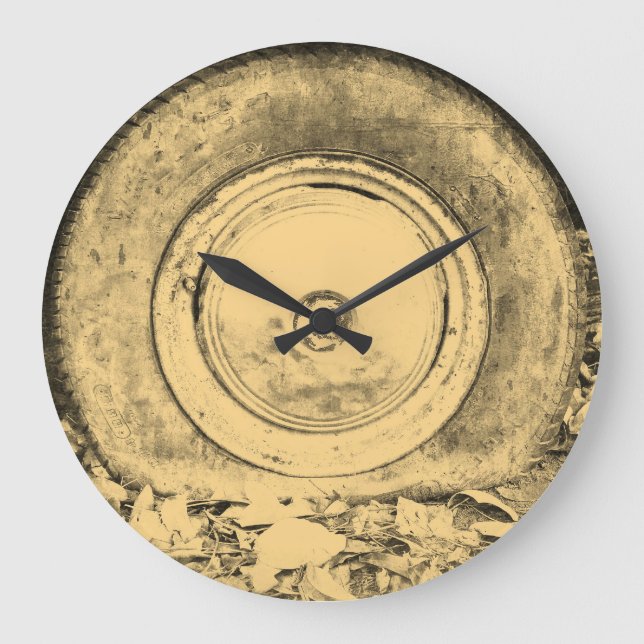 Gammalt hjul på klassisk bil nr 2 stor klocka (Framsida)