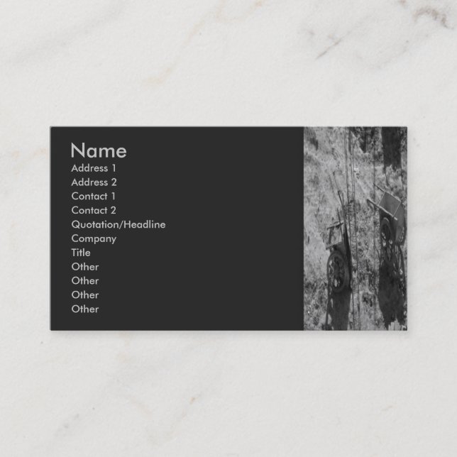 Gammalt hjulbarrows-profilkort visitkort (Framsida)