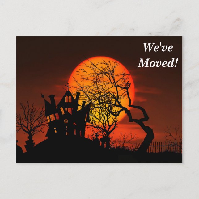 Gammalt hus Vi har flyttat Ny adress vykort (Framsida)