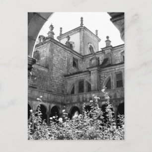 Gammalt innergård svart & vitt fotografi vykort