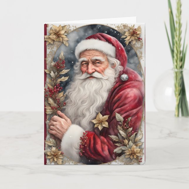 Gammalt jul firande St. Nick Helgkort (Framsida)