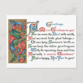 Gammalt julkort helg vykort