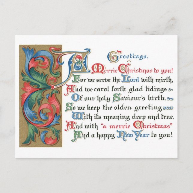 Gammalt julkort helg vykort (Framsida)