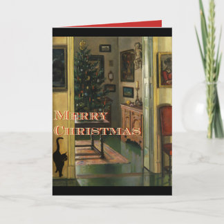 Gammalt julkort med svart katt helgkort