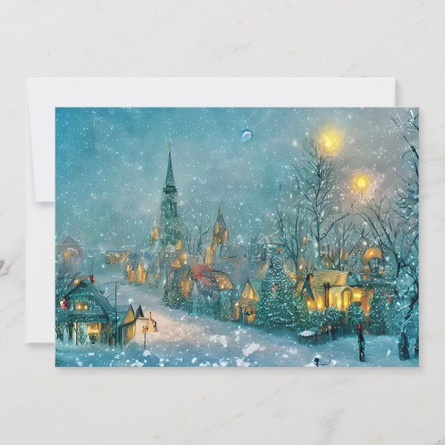 Gammalt julstadsbudget jul julkort (Framsida)