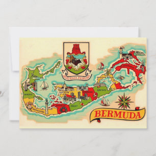 Gammalt klassiskt Bermuda-karta 5x7 Stort vykort