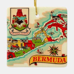 Gammalt klassiskt Bermuda-karta Julgransprydnad Keramik