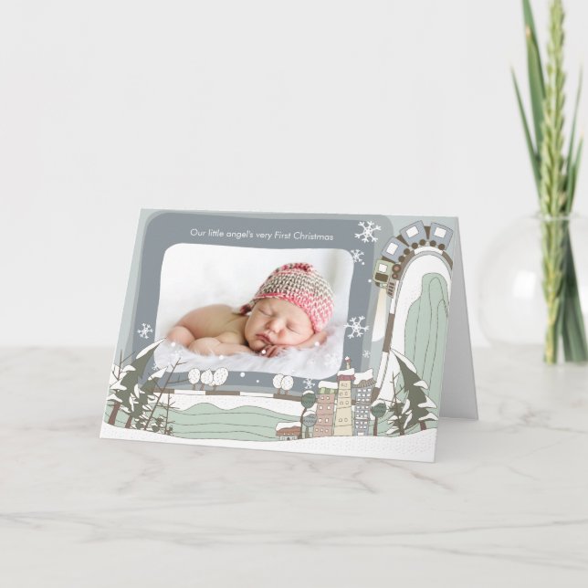 Gammalt kort för första julhälsning (Framsida)