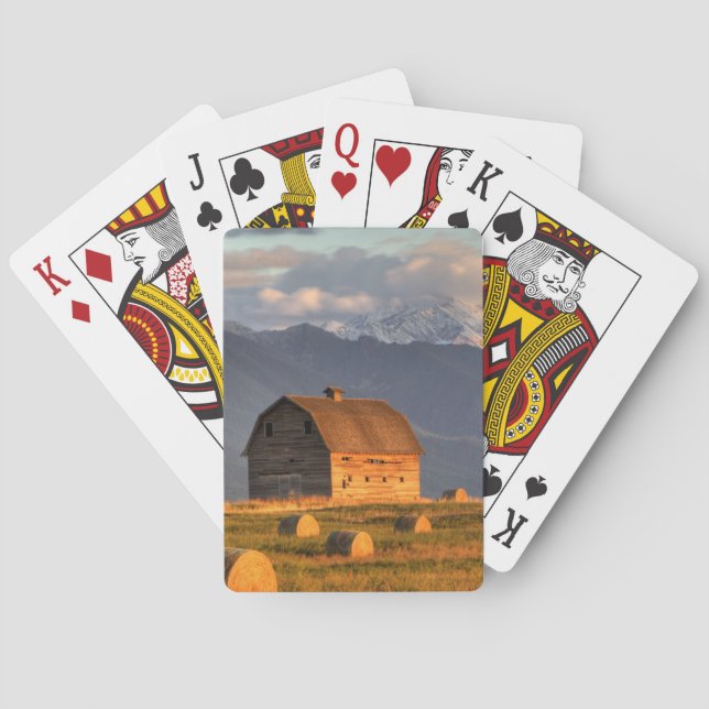 Gammalt lada ramad av höbalar och dramatiskt casinokort (Baksidan)