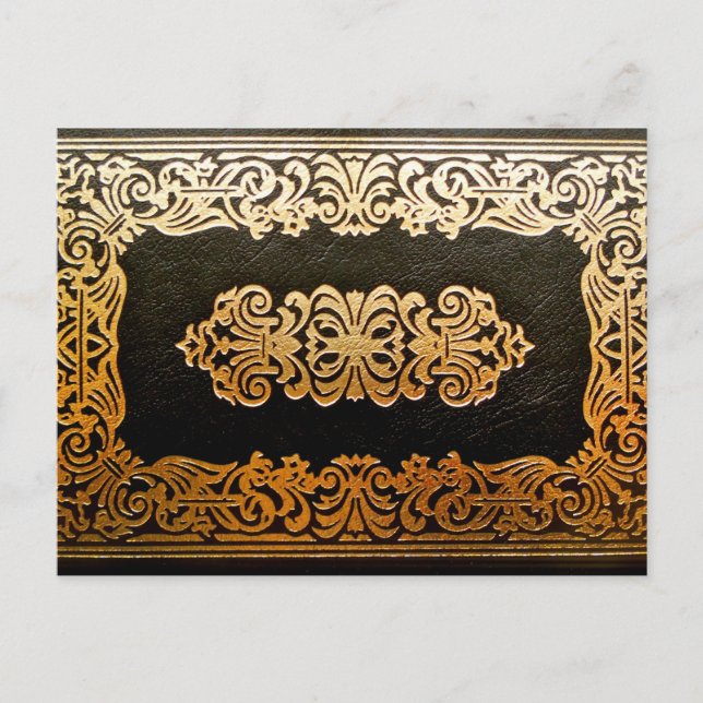 Gammalt läder Bok-skydd Vykort (Framsida)