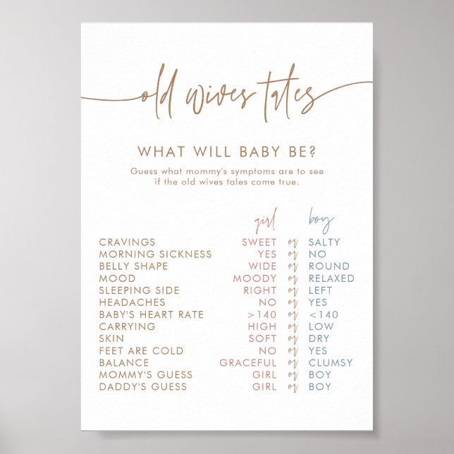 Gammalt lejkort | Boho Gender Reveal Game Poster (Framsidan)