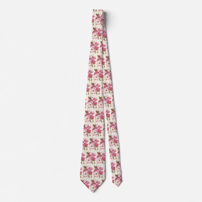 Gammalt magnoliaträds blomning, rosa trädgårdsblom slips (Framsida)