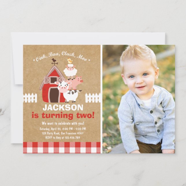 Gammalt McDonald för lantgårdinbjudanfödelsedag Inbjudningar (Framsida)