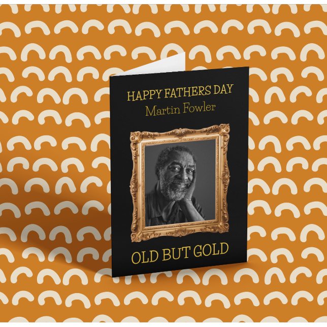 Gammalt men Guld-fotokort Fars dag Kort (Skapare uppladdad)