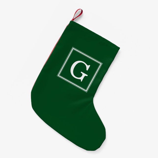 Gammalt monogram för klassisk Grönt Liten Julstrumpa (Framsidan (Hängande))