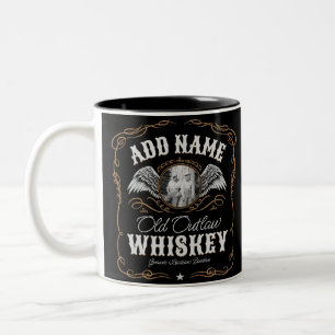 Gammalt Moonshine Whiskey Etikett LÄGG TILL FOTO F Två-Tonad Mugg
