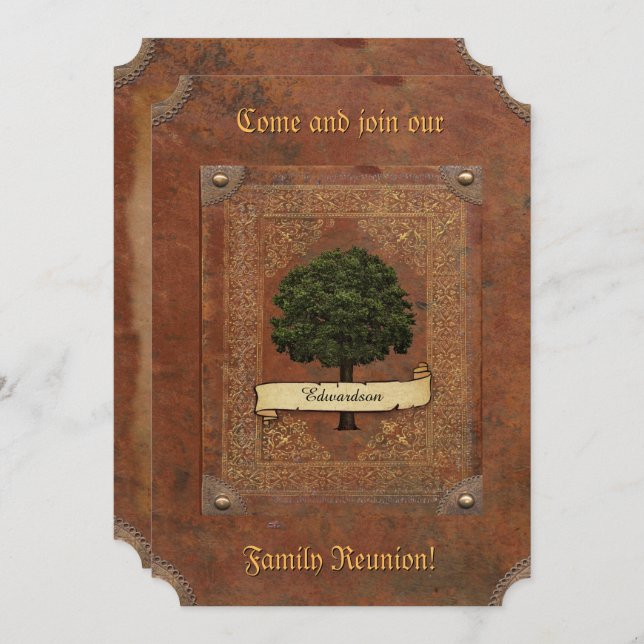 Gammalt möte för läderLookfamilj Inbjudningar (Fram/baksida)