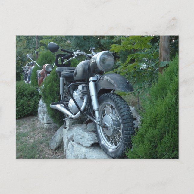 Gammalt motorcykelfotovykort vykort (Framsida)