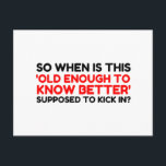 Gammalt nog att veta bättre vykort<br><div class="desc">Underlig, coola, fantastisk, djur, nerd, gek, vintage, retro, ord, presentidé, par, kärlek, sport</div>