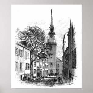 Gammalt nordkyrkatryck poster