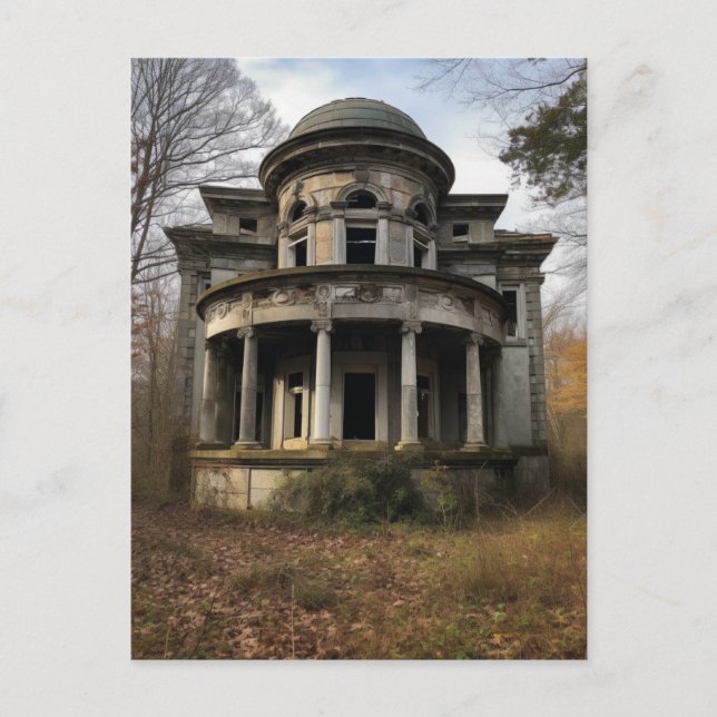 Gammalt övergivet landsbygdshus vykort (Framsida)