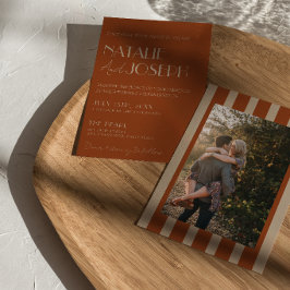 Gammalt Pengar Bränt Orange Guld Foto Bröllop Inbjudningar