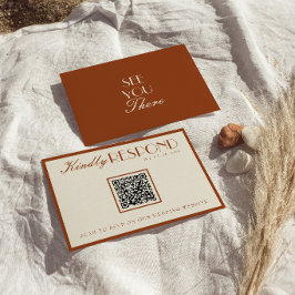 Gammalt Pengar Bränt Orange QR Fancy Kod Bröllop OSA Kort