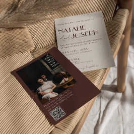 Gammalt Pengar Choklad Brun QR-kod Foto Bröllop Inbjudningar
