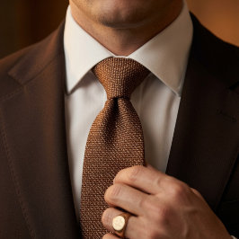 Gammalt Pengar Cognac Brun Fågelöga Tweed Tyg Slips