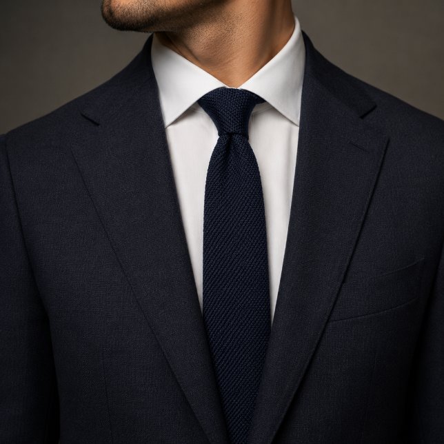 Gammalt Pengar Navyblått Herringbone Tweedtyg Slips (Skapare uppladdad)