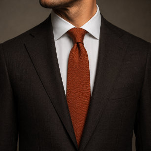 Gammalt Pengar Rost Orange Herringbone Tweedtyg Slips