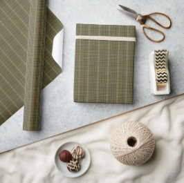 Gammalt pengar Skoggrön Rostorange Tartan Rutig Presentpapper