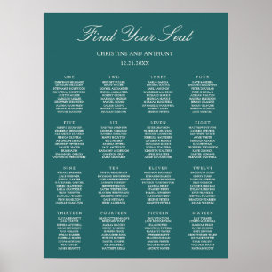 Gammalt Pengar Teal Klassisk Bröllopsställningsdia Poster