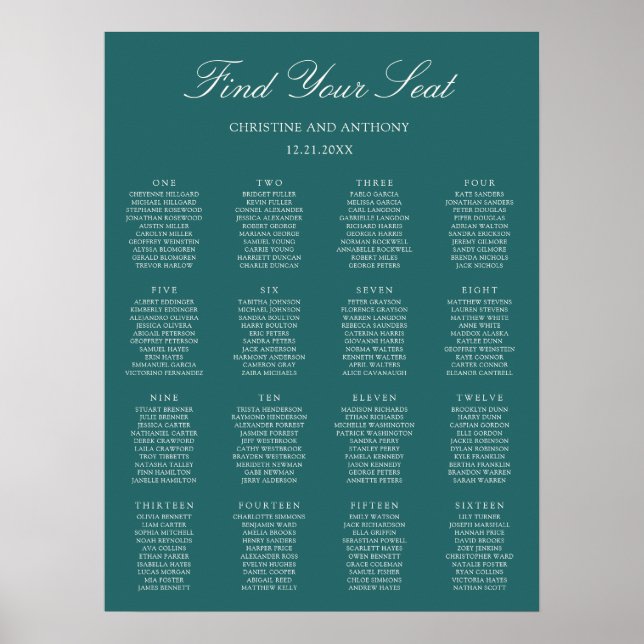 Gammalt Pengar Teal Klassisk Bröllopsställningsdia Poster (Framsidan)