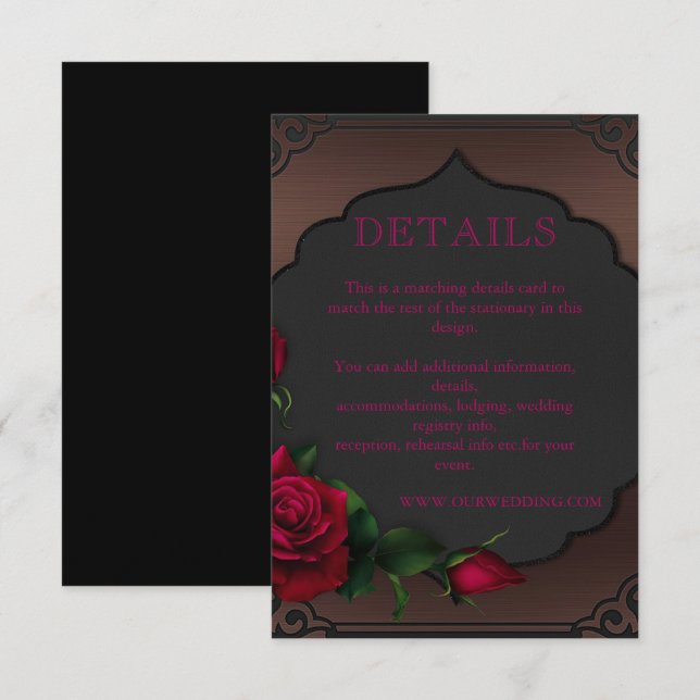 Gammalt ramverk gotiska röda rosor detaljer tilläggskort (Fram/baksida)